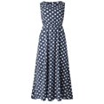 thumbnail image 1 of Robe Maxi 2025 pour Femmes Robes pour Dames Été Décontractée Col Rond à Pois Imprimée Robe d'Été pour Femmes Sans Manches Ligne A Plissée Robe Maxi Sans Manches Ample Froncée Fluide Décontractée Robes Débardeur, 1 of 5