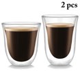 thumbnail image 1 of 2 Pcs Tasse à Espresso Isolée Créative à Double Paroi Verre à Espresso Verre à Café, 1 of 10