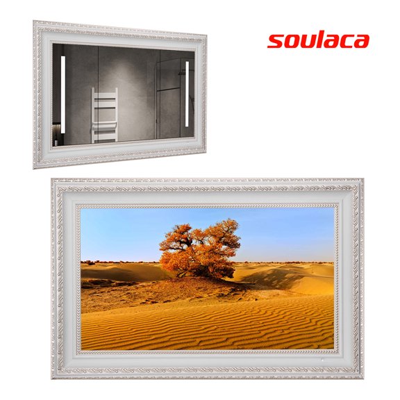 Soulaca 22 inches Smart webOS Mirror Television with Ivory Frame TV Voice Control for Bathroom Hotel Decoration Smart Gallery