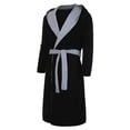 thumbnail image 3 of Innerwin Bath Robes Hoodie Men's Wrap Robe Winter Long Sleeve Soft Dressing Gown Black Gray XL, 3 of 8