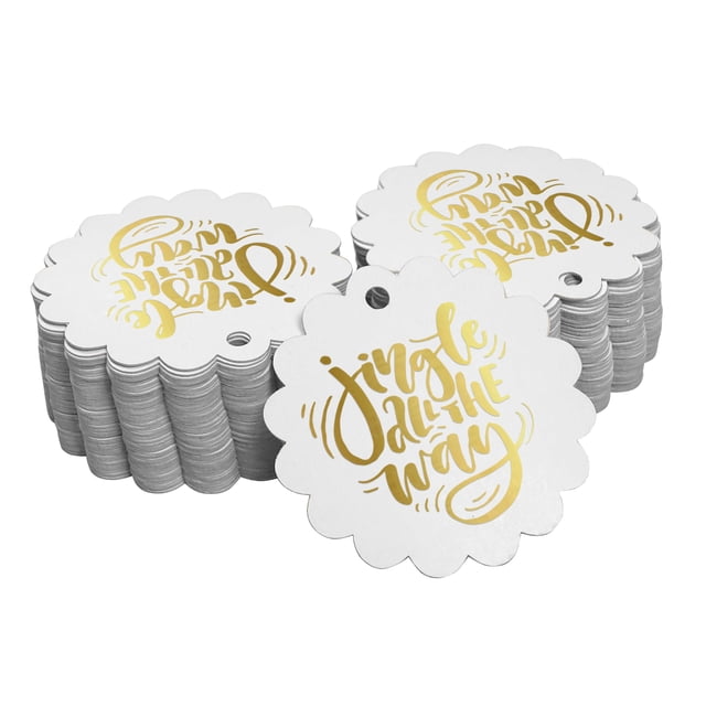 Inkdotpot Real Gold Foil Jingle All The Way Christmas Tags Favor Hang Paper Tags 50 Pieces