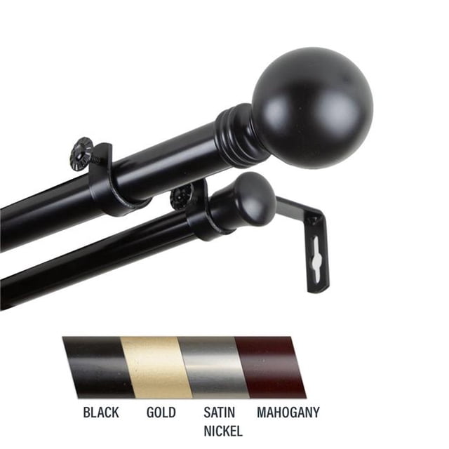 Central Design 100-01-482-D Globus 1 Po Tringle à Rideaux Double, 48-84 Po - Noir