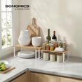 thumbnail image 2 of SONGMICS Cabinet Organizer Shelf, 2 Shelves, Kitchen Storage, Spice Rack, Stackable, Expandable, Metal and Engineered Wood, White and Natural Beige, 2 of 9