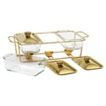 thumbnail image 2 of Rongfmy Réchaud de Buffet pour Aliments Plateaux Chauffe-Aliments 3 Compartiments Plat Rectangulaire Anti-Frottement 1,3 L/1,5 L, 2 of 9