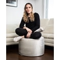thumbnail image 2 of Pouf Eclipse argent en velours – Pouf rond avec housse lavable et rembourrage en billes, idéal comme siège ou repose-pieds pour salon, chambre à coucher ou bureau, 2 of 5