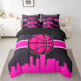 thumbnail image 2 of YST 7-Piece Gamer Bedding Comforter Set, Sports Theme, Black Pink, Full Size, 2 of 4