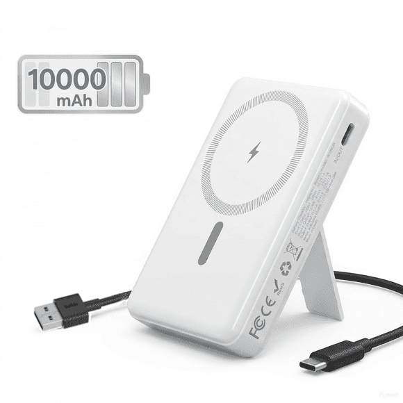 10000mAh Wireless Power Bank, 15W Wireless Magnetic Portable Charger & 22.5W PD USB-C, LCD for iPhone 15/16/14/13/12 Pro/Pro Max/Plus/Mini -PGYOB W01