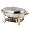 thumbnail image 1 of Excellante Stainless Steel 6 Quart Gold Accented Oval Chafer, 1 of 4