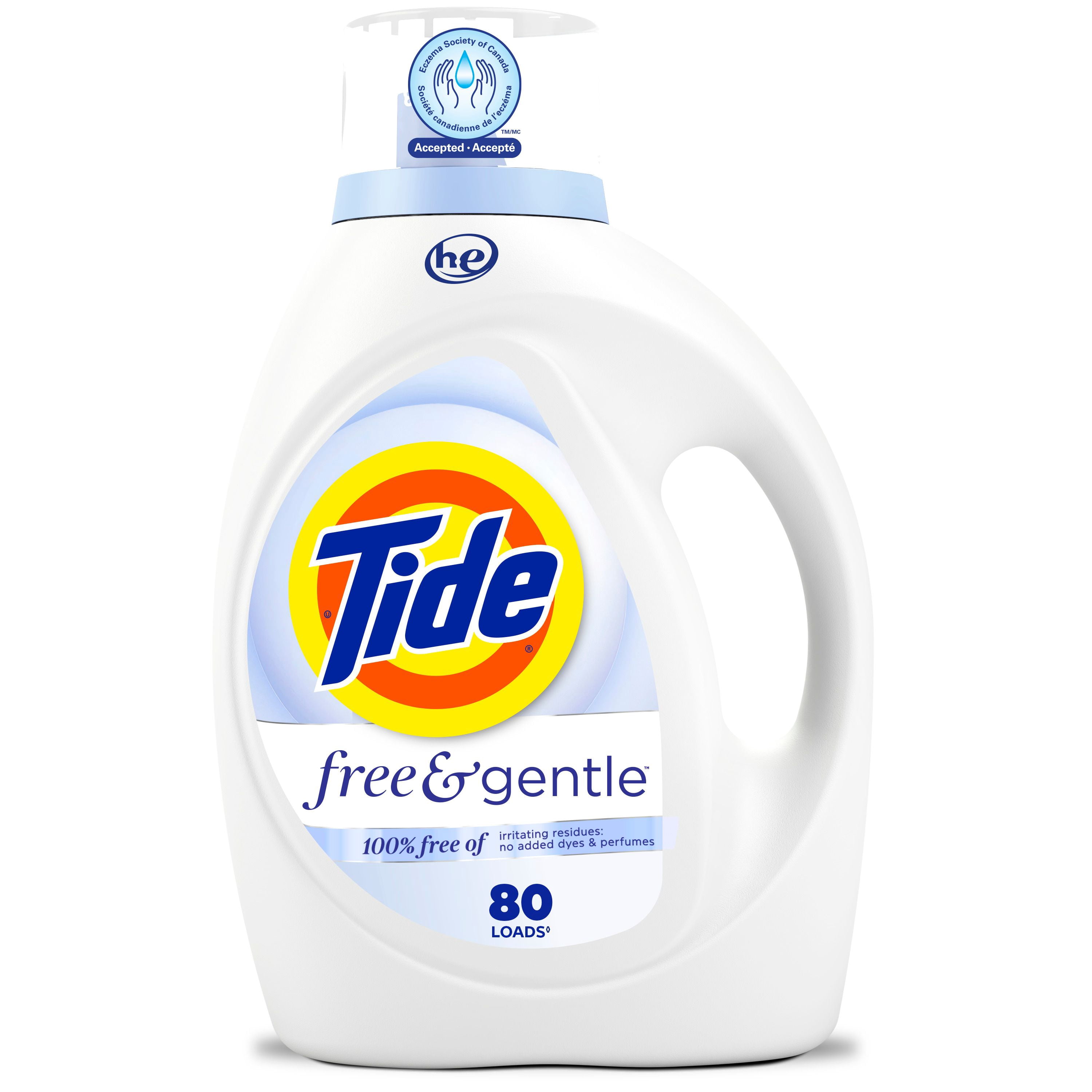 Tide Free & Gentle Liquid Laundry Detergent, Tide Laundry Detergent, Clean Laundry Detergent, 3.1 Litres, 80 Wash Loads