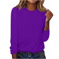 thumbnail image 1 of AherBiu Womens Long Sleeve Tops Crewneck Basic Layer Top Tee Tshirts Solid Color Dailywear, 1 of 4