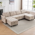 thumbnail image 1 of Puremind Modular Sofa with Storage Ottoman, U Shaped Sectional Couch with Adjustable Armrests for Living Room/Apartmenty, Beige, 1 of 7