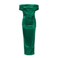 thumbnail image 4 of Ketyyh-chn99 Robes de Cocktail pour Femmes Robe d'Été Col en V Manches Courtes Robe de Soirée Élégante Robe Maxi de Fête Vert,P, 4 of 5
