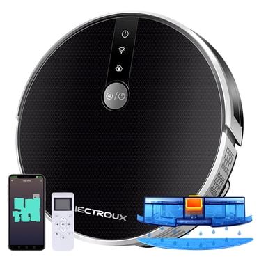 LIECTROUX C30B Robot Vacuum Cleaner, Smart Mapping, with Memory, WiFi App & Voice Control, 6000Pa Strong Suction, Dry & Wet Mopping, Suit for Pet Hair, Home Floor & Carpet Cleaning, Disinfection