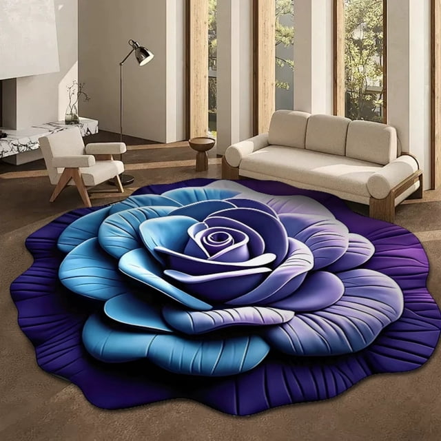 3D Visual Stereo Flower Carpet Non- Diatomite Floor Mat for Living Room Bedroom Bathroom Door Super Absorbent Easy Clean Decorative Rug