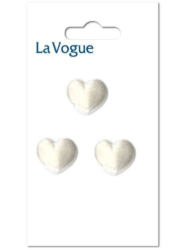 LA VOGUE Shank bouton - Pearl-Coloured Heart, 15 mm (0.59 in)