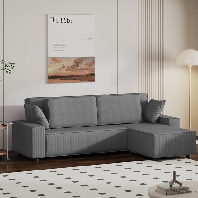 Canapé Sectionnel Nuage Modulaire de 96 Pouces, en L avec Ottoman Mobile et Coussins