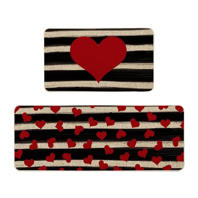 Hearth & Gear Valentines Day Kitchen Rugs And Mats Set Of 2 Valentines Kitchen Mats Farmhouse Mats For Floor Decorations Decorative Valentines Day Kitchen 16x24 Inch And 16x43 Inch Soft Blankets for