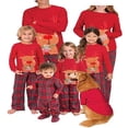 thumbnail image 1 of Christmas Family Matching Pyjamas Sets Reindeer Pattern Long Sleeve Tops+Plaid Pants Sleepwear Loungewear, 1 of 6