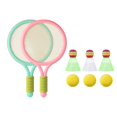 thumbnail image 1 of koolsoo Enfants Tennis Raquette Raquette Balles Confortable Poignée Badminton Navettes Portable Vert Rose, 1 of 1