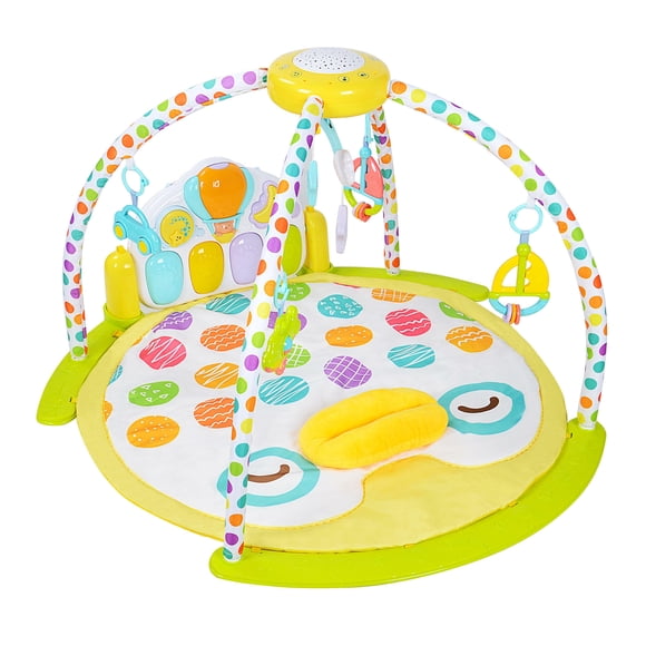 5 in 1 Baby Activity Gym Playmat, Baby Kick and Play Piano, Star Projector and Hanging Toys, 93 x 91 x 61CM