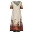 thumbnail image 4 of Robes pour Femmes Mode Femmes Décontracté Aguichant Col en V Imprimé Été Manches Courtes Poches Robe Robe d'Allaitement en Liquidation, 4 of 6