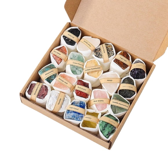 Collection de Roche et de Minéraux de Luxe Jouet Éducatif d'Apprentissage Jeu Cadeau d'Histoire Géologie Gemme pour 4 Ans et Plus + Cadeaux de Fête pour Enfants Garçons A