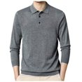thumbnail image 1 of Chandail Tricoté Mince à Manches Longues pour Homme à Col Chemise Uni - Couche de Base Ajustée en Polyester Spandex, 1 of 4