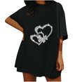 thumbnail image 1 of CEHVOM Woman Ladies Dropped Shoulder Sleeves Loose Short Sleeve Top Pullover Tops, 1 of 8