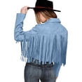 thumbnail image 4 of 2025 Femmes Franges Femmes Col Roulé Chandail à Capuchon Veste Vestes Décontractées Manteaux d'Hiver pour Femmes à Franges Moto Court, 4 of 9
