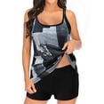 thumbnail image 2 of SuoKom Tankini Bathing Suits For Women Conservative Print Strappy Back Set Two Piece Swimsuits Swimdress Tummy Control Swimsuits For Women On Clearance, 2 of 7