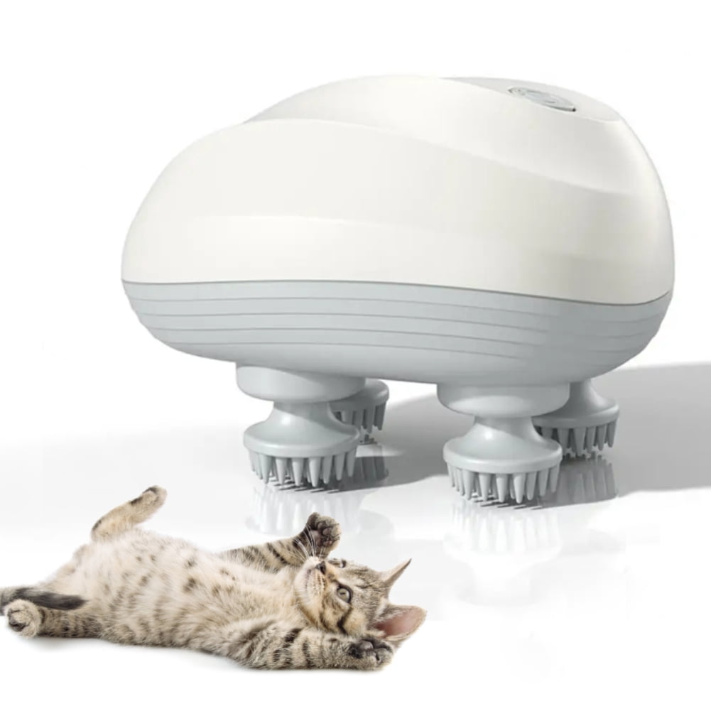 Mini rechargeable pet massager Four Claws Scratch One's Head Silica Gel USB Charging Pet Massage