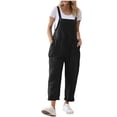 thumbnail image 1 of AherBiu Cotton Linen Jumpsuits for Women Sleeveless Suspender Overalls Pants Rompers with Pockets, 1 of 1