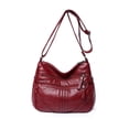 thumbnail image 1 of Fashnice Sacs à Bandoulière pour Femmes, Sangle Ajustable, Sac Bandoulière, Grande Capacité, Sac à Main Souple, Multiples Poches, Mode pour Dames, Fermeture Éclair en Métal, Rouge, 1 of 3