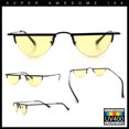 thumbnail image 2 of Funky Cropped Half Circle Flat Top Half Metal Rim Hippie Sunglasses Black - Yellow, 2 of 7