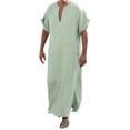 thumbnail image 1 of Ketyyh-chn99 T-Shirts pour Hommes Mode Hommes Décontracté Mode Coton Col en V Manches Courtes Robe Veste Vert,2TG, 1 of 5