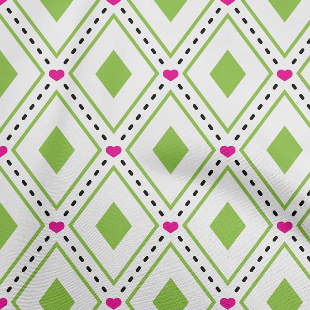 oneOone Polyester Spandex Green Fabric Check Sewing Material Print Fabric By The Yard 56 Inch Wide