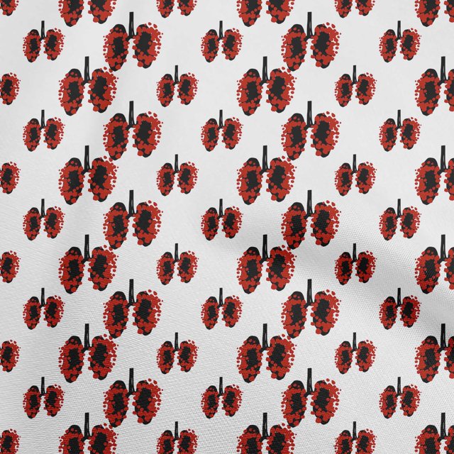 oneOone Popeline de Coton Rouge Tissu Matière de Robe Virus Médical Tissu Imprimé Tissu au Mètre 42 Pouces de Large