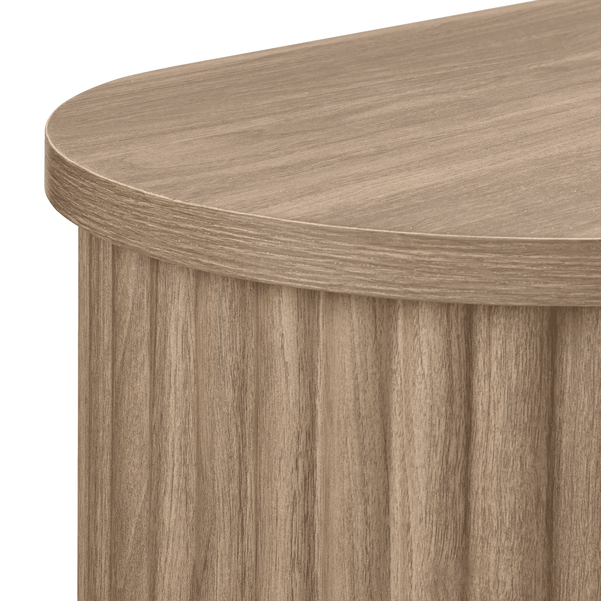 Bouclair Taupe Oak Wood Veneer Media Console TV Stand with Fluted Sides Drawer Living Room