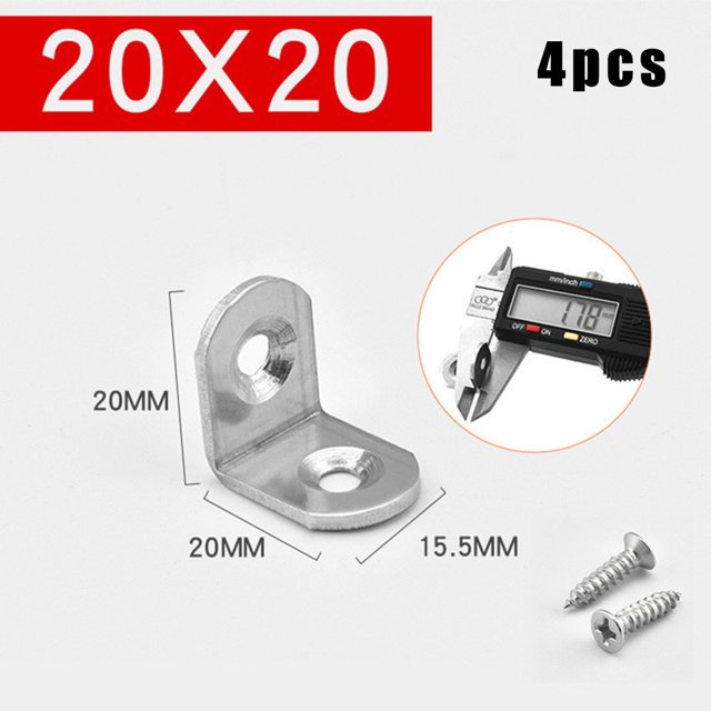 4 Pcs Stainless Steel Corner Brackets Right Angle L-Shape Brace Brackets