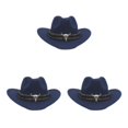 thumbnail image 4 of Decodeary Western Outback Cowboy Hat Channel Inner Cowboy Classic Hat Large Brim Provides dark blue 3Set, 4 of 6