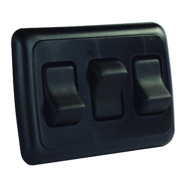 JR Products 12245 Interrupteur Marche-Arrêt Triple SPST Noir avec Lunette
