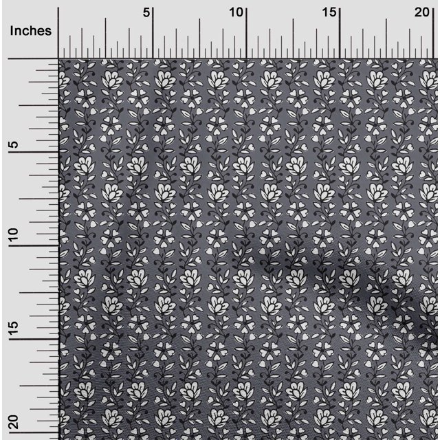 oneOone Silk Tabby Fabric Leaves & Floral Block Printed Craft Fabric BTY 42 Inch Wide
