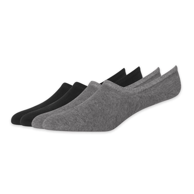 Doublures Plates Durables Invisibles, Lot de 4 en Noir et Gris, Chaussettes Basses avec Talon Antidérapant Qui Reste en place, Fabriquées en Tissu Tricoté Plat Idéal pour Chaussures Décontractées et Habillées pour Hommes, Lavables à la machine avec des Couleurs Similaires, Souvent Utilisées comme Doublures Discrètes.