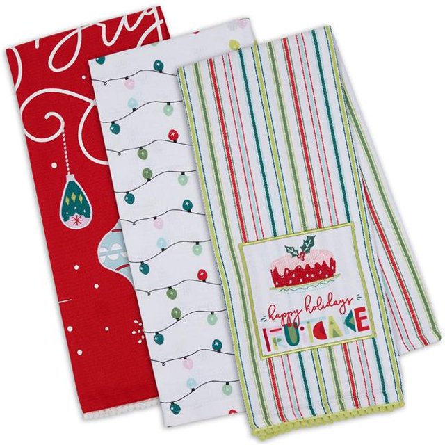 Design Imports CAMZ12003 18 x 28 in. DII Merry & Bright Dishtowel Set - 3 Piece