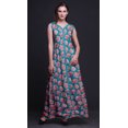 thumbnail image 2 of Bimba Robe Anarkali Fleurie Bleu Sarcelle Col Mandarin Sans Manches Kurtis pour Femmes Imprimé Robe Maxi Très Grande, 2 of 6