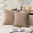 thumbnail image 1 of GHSDFBB Set of 2 Textural Faux Linen Throw Cushion Pillow Covers Shams for Couch, Invisible Zipper, 55x55CM, Natural Linen, 1 of 7