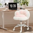 thumbnail image 4 of AKDSteel Vanity Chair With Cat Back, 360° Swivel Height-Adjustable Armless Office Chair With Wheels And Plush Cushion, 4 of 9