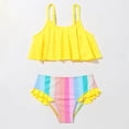 thumbnail image 2 of Girls Swimsuits 2 Piece Beach Tankini Swimsuits Striped Ruffle Beach Bathing Suit 4-5 Years, 2 of 6