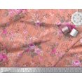 thumbnail image 3 of Soimoi Tissu en Velours à Rayures, Feuilles et Roses Imprimé Floral au Mètre 58 Pouces de Large, 3 of 3