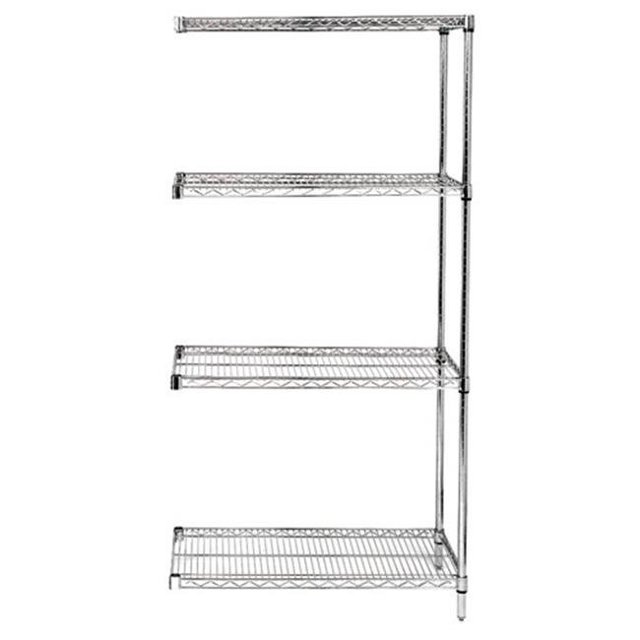 Trousse d'Extension d'Étagères Grillagées Chromées à 4 Tablettes - 21 x 60 x 63 Po